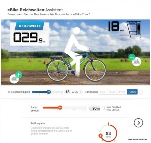 Foto des e-bike Reichweiten -Assistent von Bosch