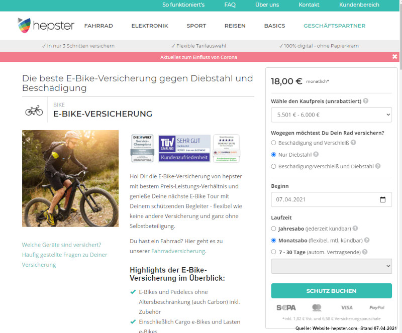 e-bike-versicherung-hepster-website