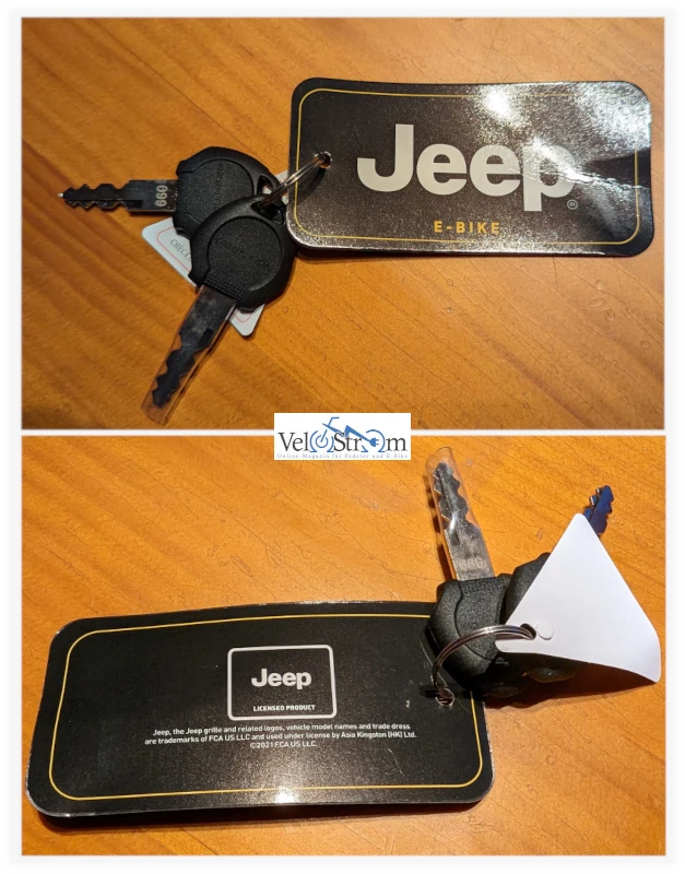 Schlüssel des Jeep FatBikes MHFR7100 mit Original-Zertifikat