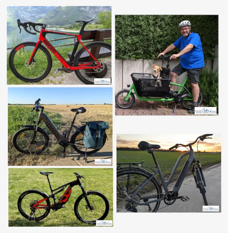 Collage verschiedener E-Bikes