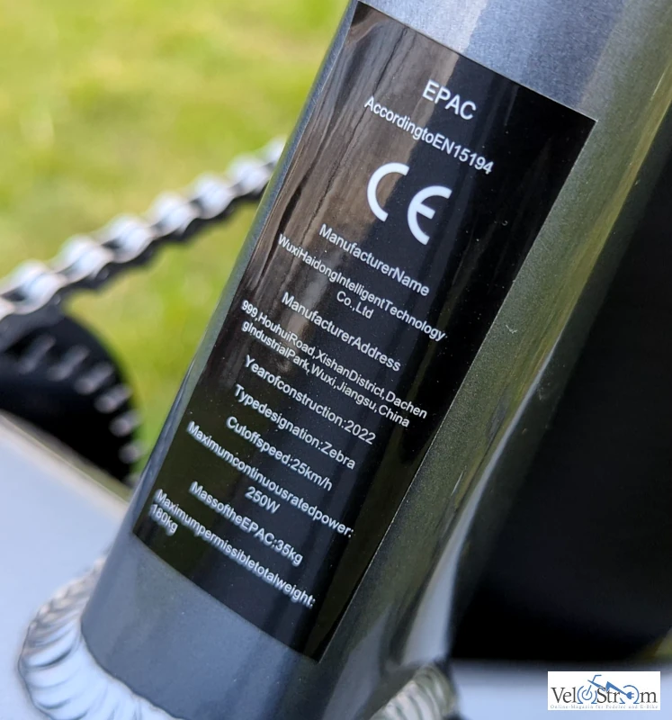 e-bike-himiway-zebra-typenschild